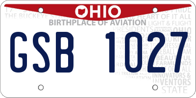 OH license plate GSB1027