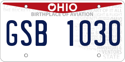 OH license plate GSB1030
