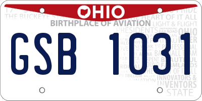 OH license plate GSB1031