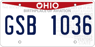 OH license plate GSB1036