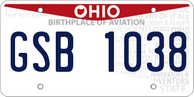 OH license plate GSB1038