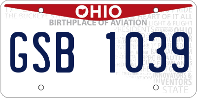 OH license plate GSB1039