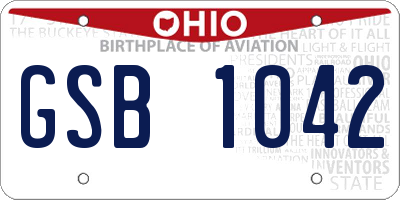 OH license plate GSB1042