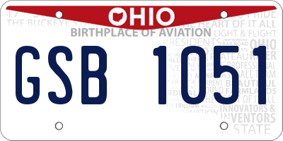OH license plate GSB1051