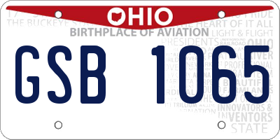 OH license plate GSB1065