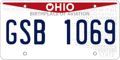 OH license plate GSB1069