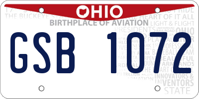 OH license plate GSB1072