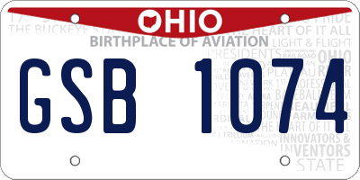 OH license plate GSB1074
