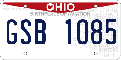 OH license plate GSB1085