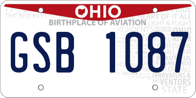 OH license plate GSB1087