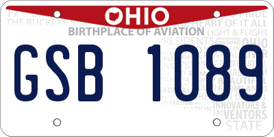 OH license plate GSB1089