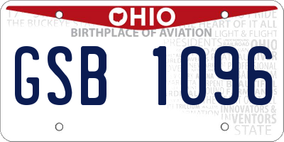 OH license plate GSB1096