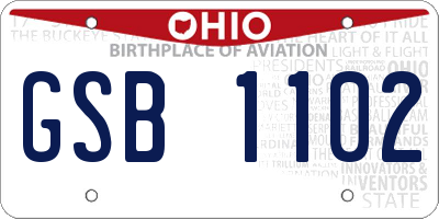 OH license plate GSB1102