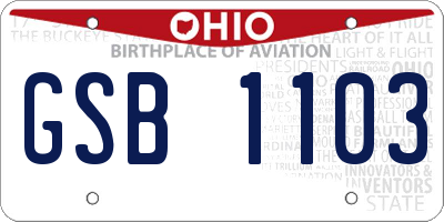 OH license plate GSB1103
