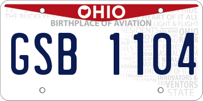 OH license plate GSB1104