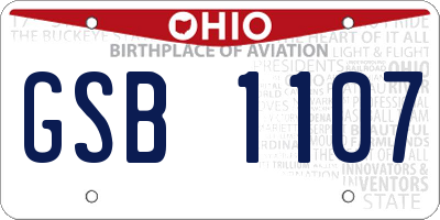 OH license plate GSB1107