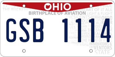 OH license plate GSB1114