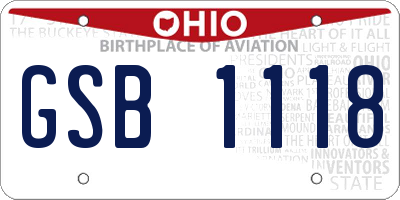 OH license plate GSB1118