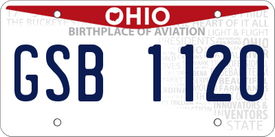 OH license plate GSB1120