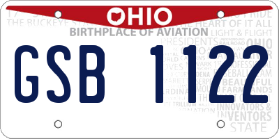 OH license plate GSB1122