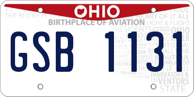OH license plate GSB1131