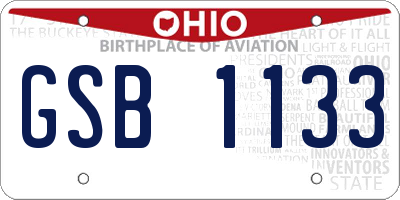 OH license plate GSB1133