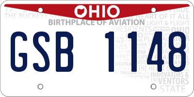 OH license plate GSB1148