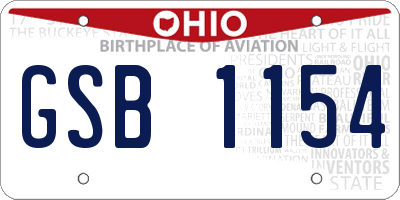 OH license plate GSB1154