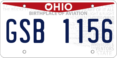 OH license plate GSB1156