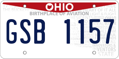 OH license plate GSB1157