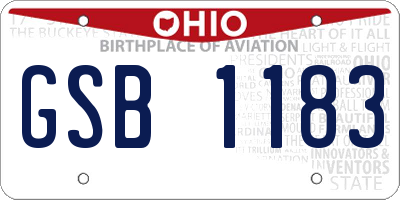 OH license plate GSB1183