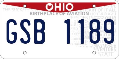 OH license plate GSB1189