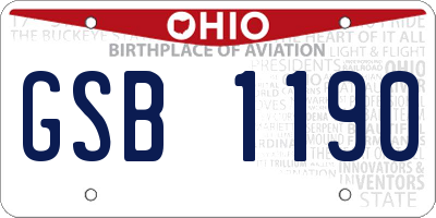OH license plate GSB1190