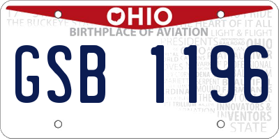 OH license plate GSB1196