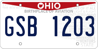 OH license plate GSB1203