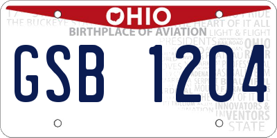 OH license plate GSB1204