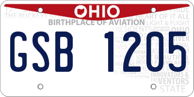 OH license plate GSB1205