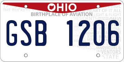 OH license plate GSB1206