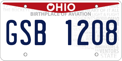 OH license plate GSB1208