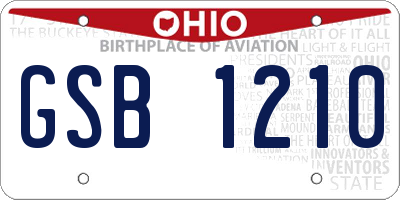 OH license plate GSB1210