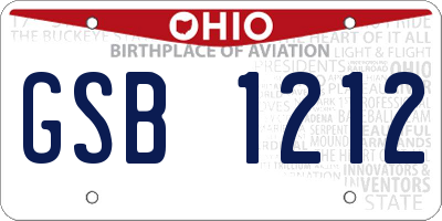 OH license plate GSB1212