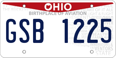 OH license plate GSB1225