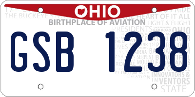 OH license plate GSB1238