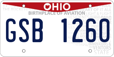 OH license plate GSB1260