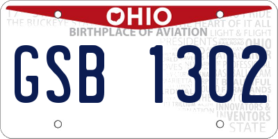 OH license plate GSB1302