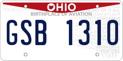 OH license plate GSB1310