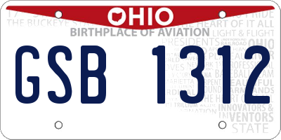 OH license plate GSB1312