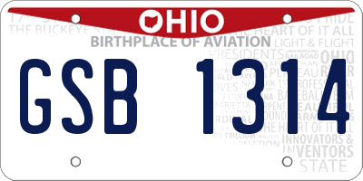 OH license plate GSB1314