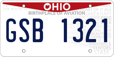 OH license plate GSB1321