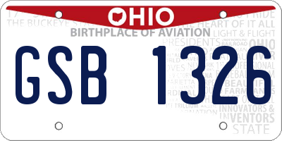 OH license plate GSB1326